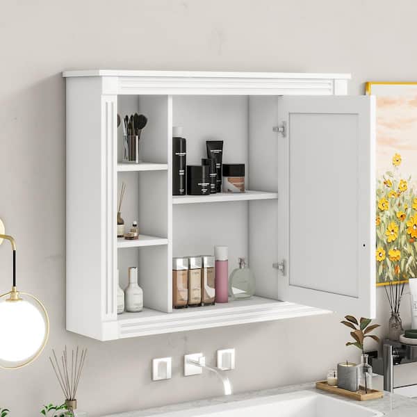 FAMYYT 35 in. W x 28 in. H White Rectangular Surface Mount