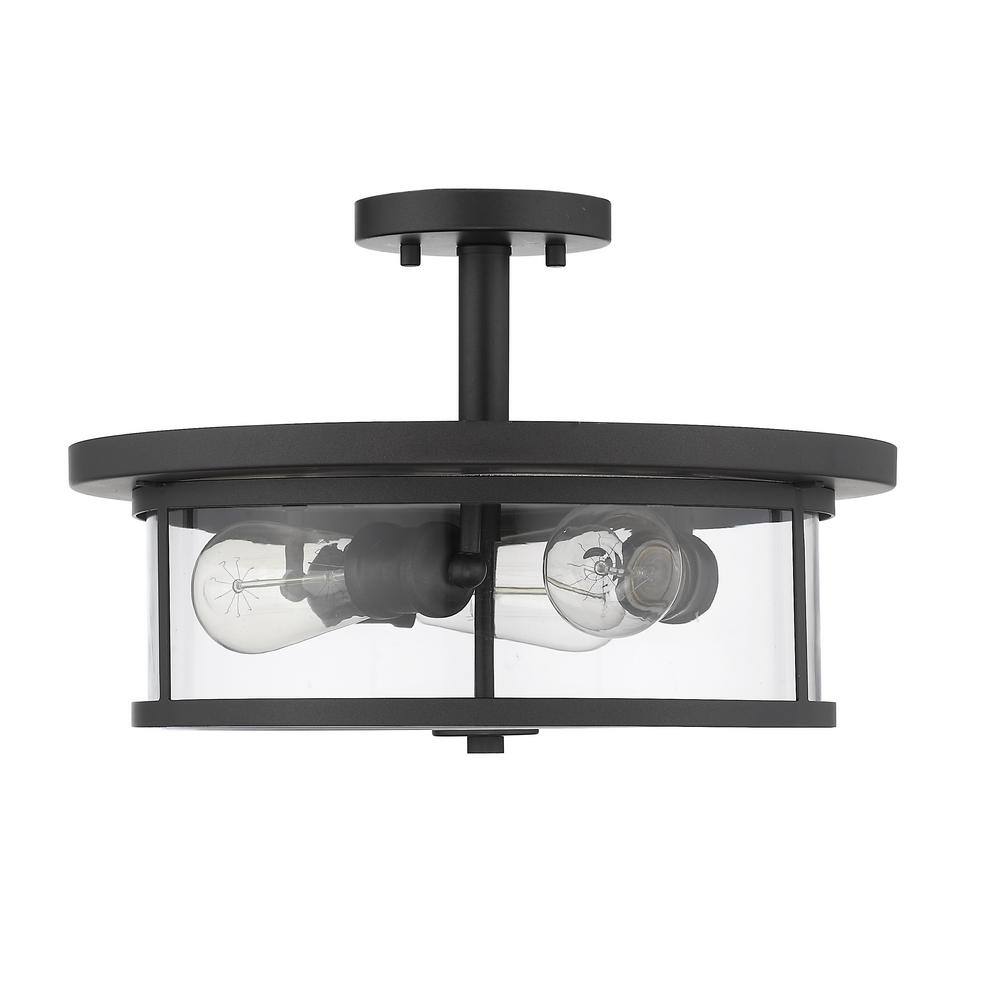 Savannah Bronze and Glass 3-Light Semi-Flush Mount Ceiling Fixture