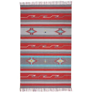 Baja Grey/Red 4 ft. x 6 ft. Tribal Transitional Area Rug