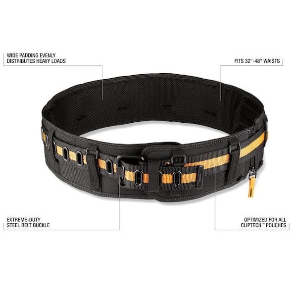 TOUGHBUILT Padded Belt with Steel Buckle and Back Support, Black with  ClipTech capability and, heavy-duty construction TB-CT-40P - The Home Depot