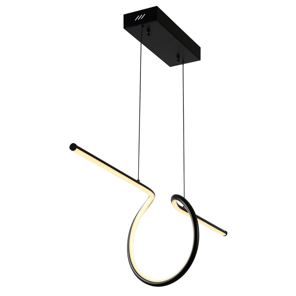Ali 34.5" Matte Black Modern LED Metal Linear Pendant
