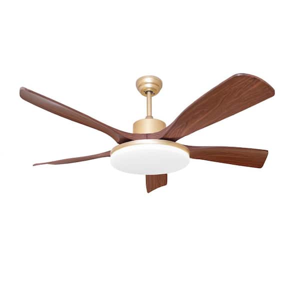 52 in. Smart Integrated LED Light Indoor Gold 6-Speed 3-Colors Ceiling Fan with Light Kit and APP/Remote Control