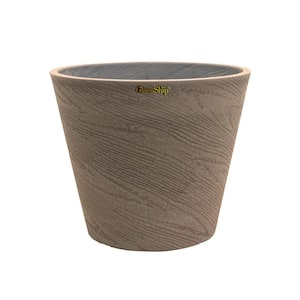 Woodgrain 17.7 in. W x 14.6 in. H Taupe Indoor/Outdoor Resin Decorative Planter 1-Pack