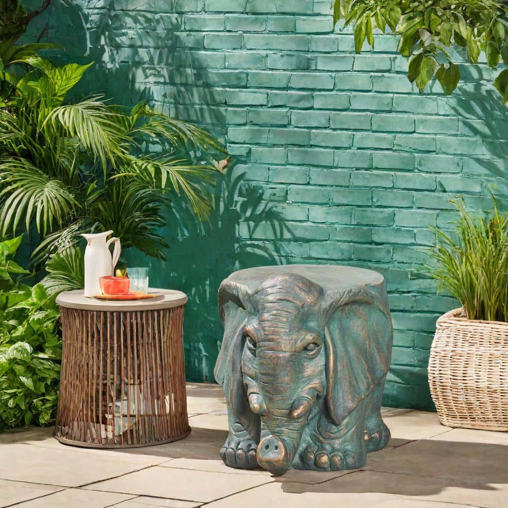 Magnesium Oxide Outdoor Side Table Elephant Garden Stool Planter Stand Outd