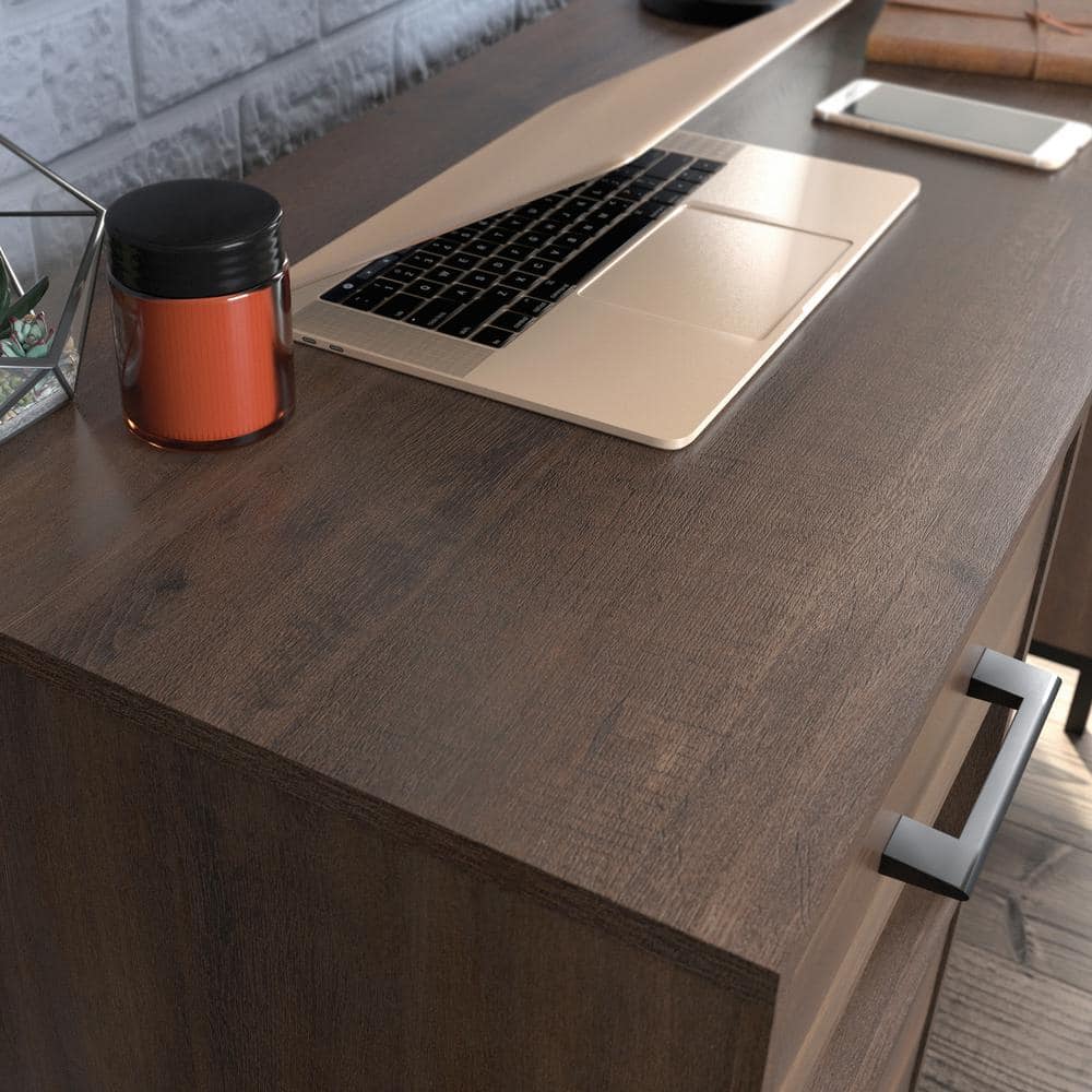 North Avenue Smoked Oak Home Office Desk with Black Metal Base