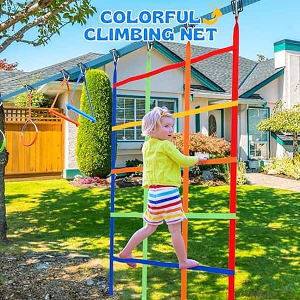 Afoxsos 50 ft. Ninja Warrior Obstacle Course Swing Set for Kids
