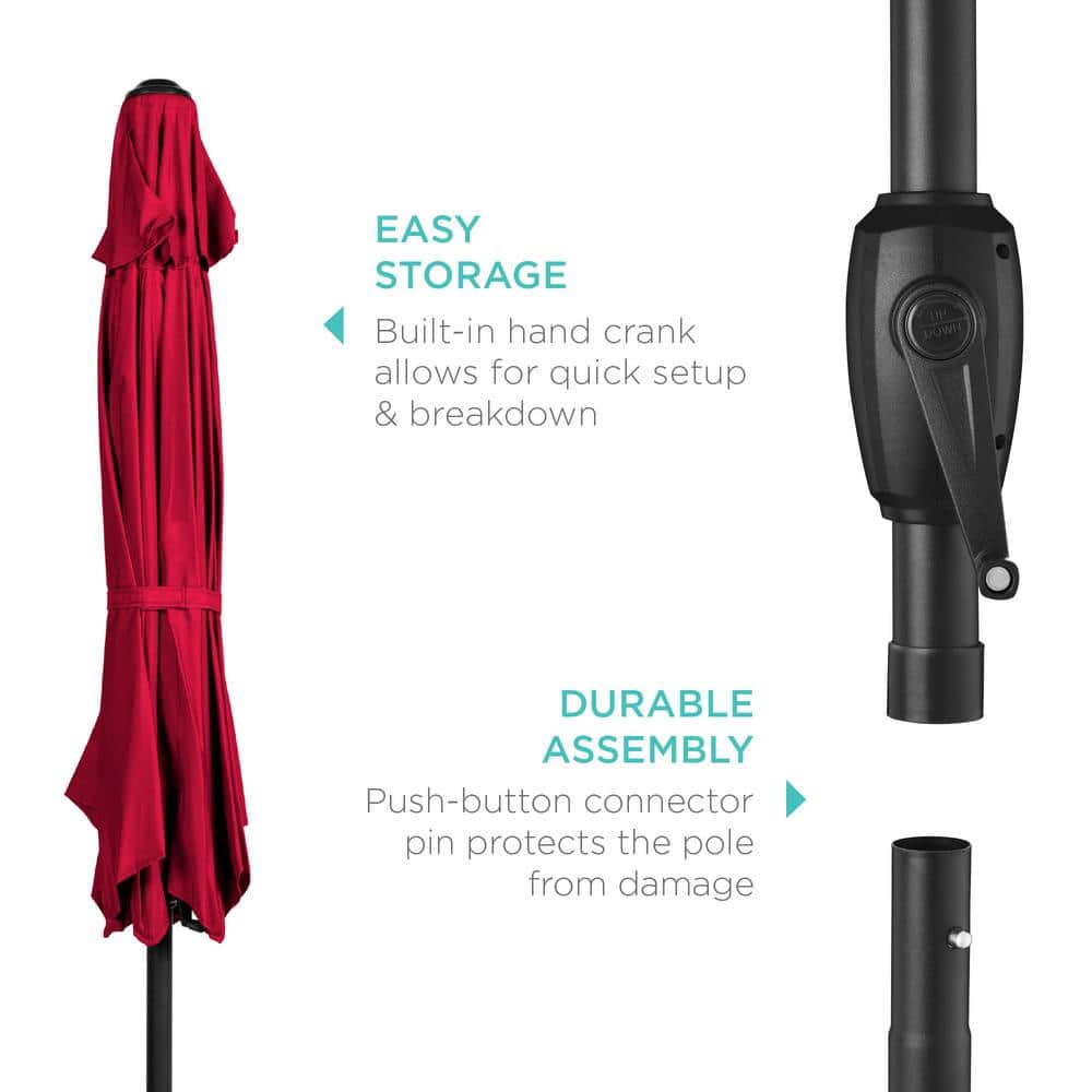 7.5ft Red Polyester Outdoor Market Patio Umbrella with Steel Frame