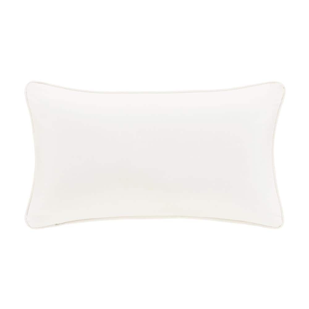 Joyeux White Embroidered Floral Cotton Boudoir Pillow