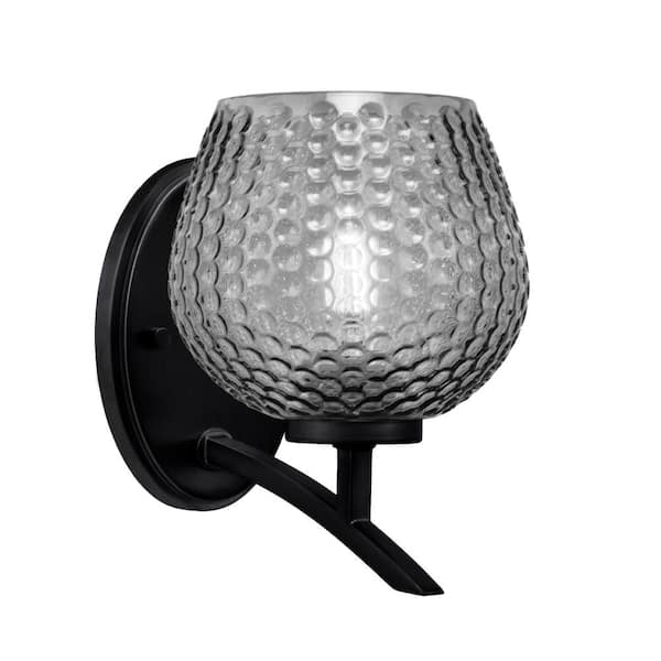 Unbranded Siena 5.75 in. 1-Light Matte Black Sconce with 6 in. Smoke Textured Glass Shade No Bulb Included