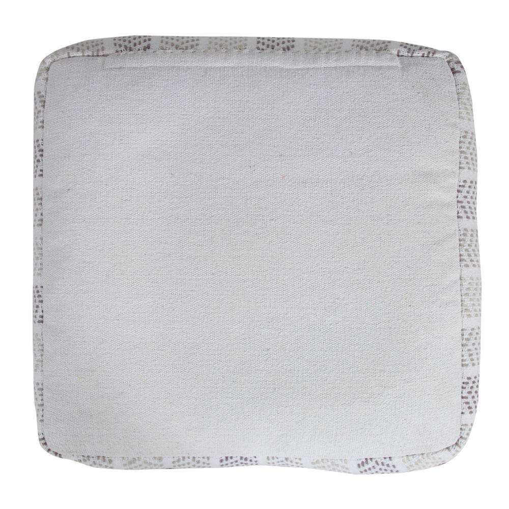 Transitional Chevron Stripe Square Pouf in Gray and White, 18" x 18" x 14"
