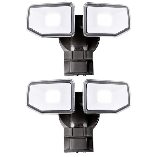 AWSENS 40-Watt 4000-Lumen 180° Bronze Motion Sensor Dusk to Dawn Outdoor Integrated LED Security Flood Light 2-Pack