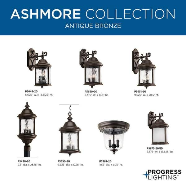 Progress Lighting Ashmore Collection 3-Light Antique Bronze Water