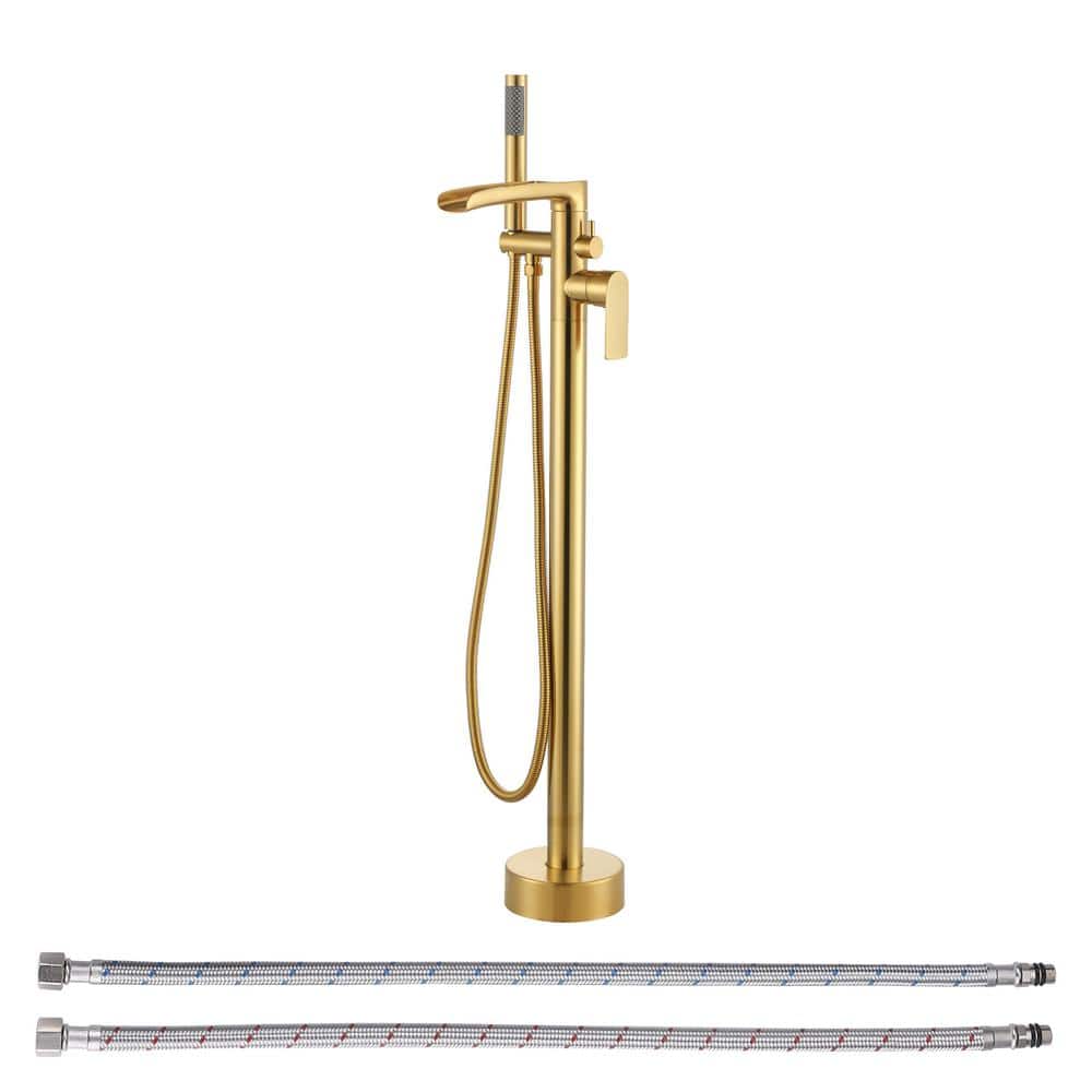 Waterfall Single-Handle Freestanding Tub Faucet with Handheld Shower in. Brushed Gold price history on PriceWatchPro