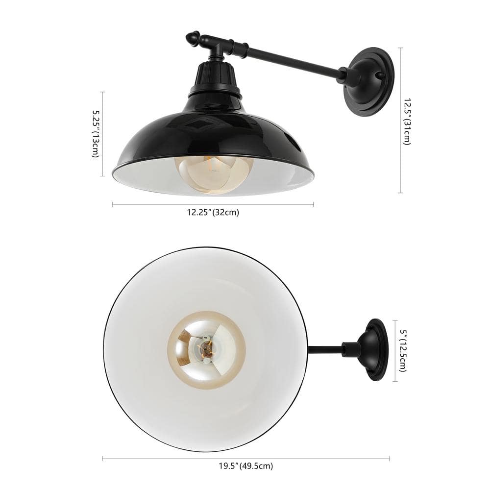 Wallace Industrial 12.25" Black Iron LED Victorian Arm Sconce