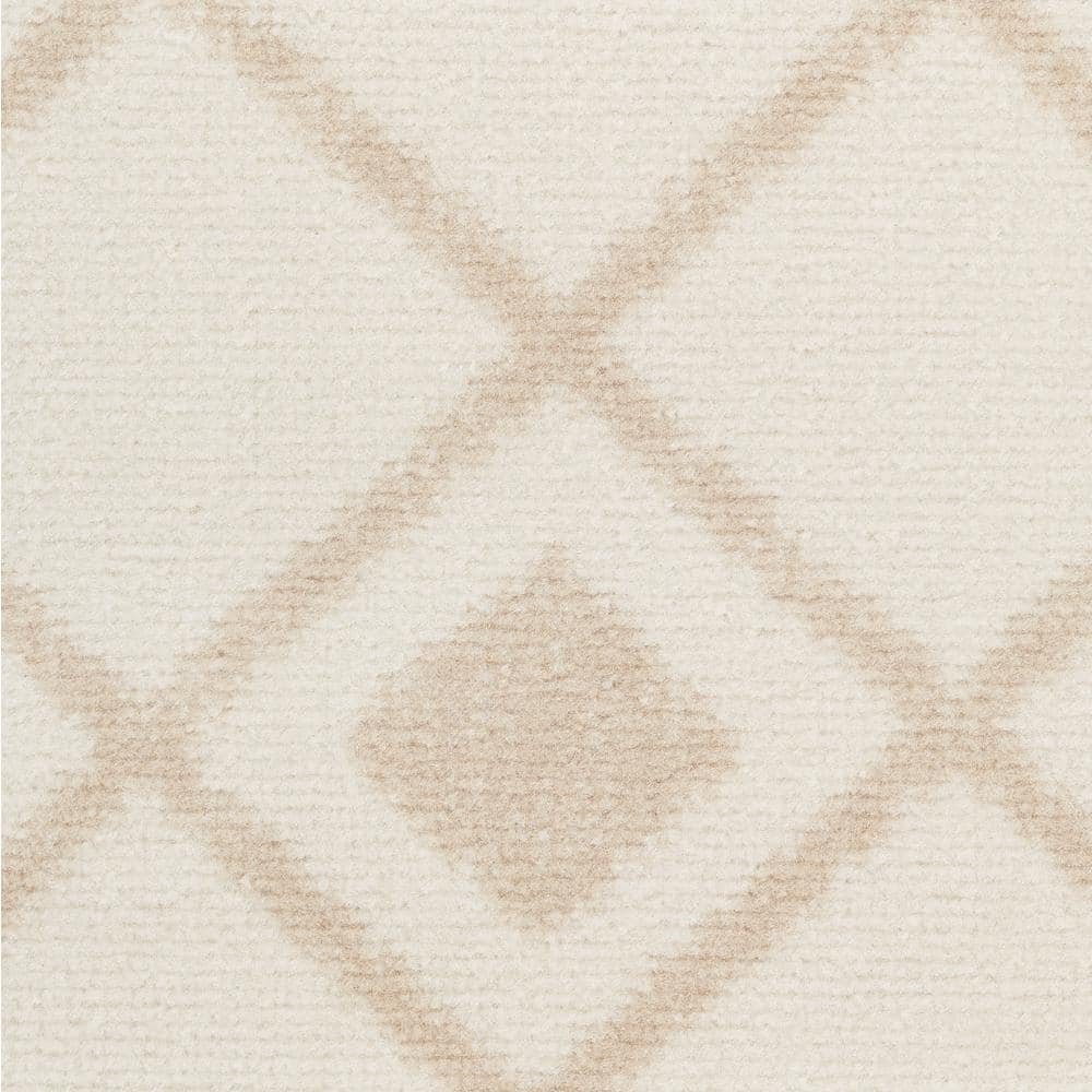 Ivory Beige Geometric Synthetic 5' x 7' Area Rug