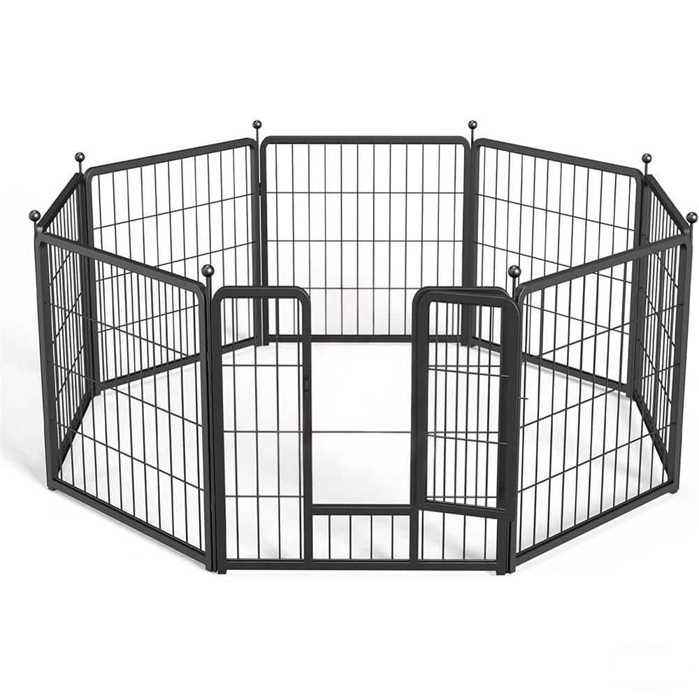 Dog Playpen, 24 in. H 8 Panels Fence Indoor Outdoor Heavy-Duty Metal Foldab