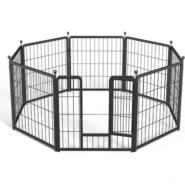 Unbranded Dog Playpen, 24 in. H 8 Panels Fence Indoor Outdoor Heavy-Duty Metal Foldable Dog Kennel Dog Pen with Anti-Rust Coating