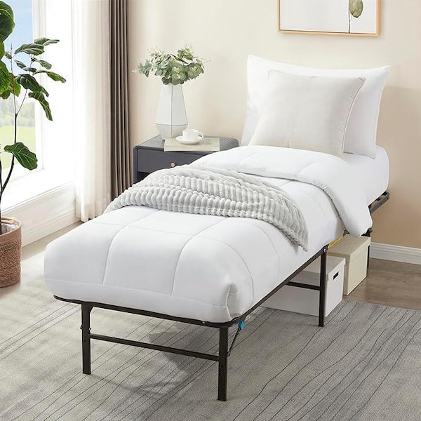 Black Steel Frame Twin Foldable Platform Bed