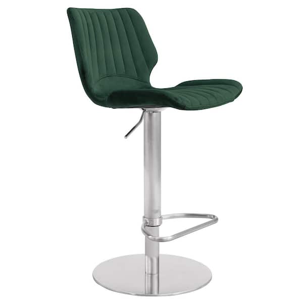 Armen Living Oneida Adjustable Velvet and Brushed Stainless Steel Bar and Counter Stool