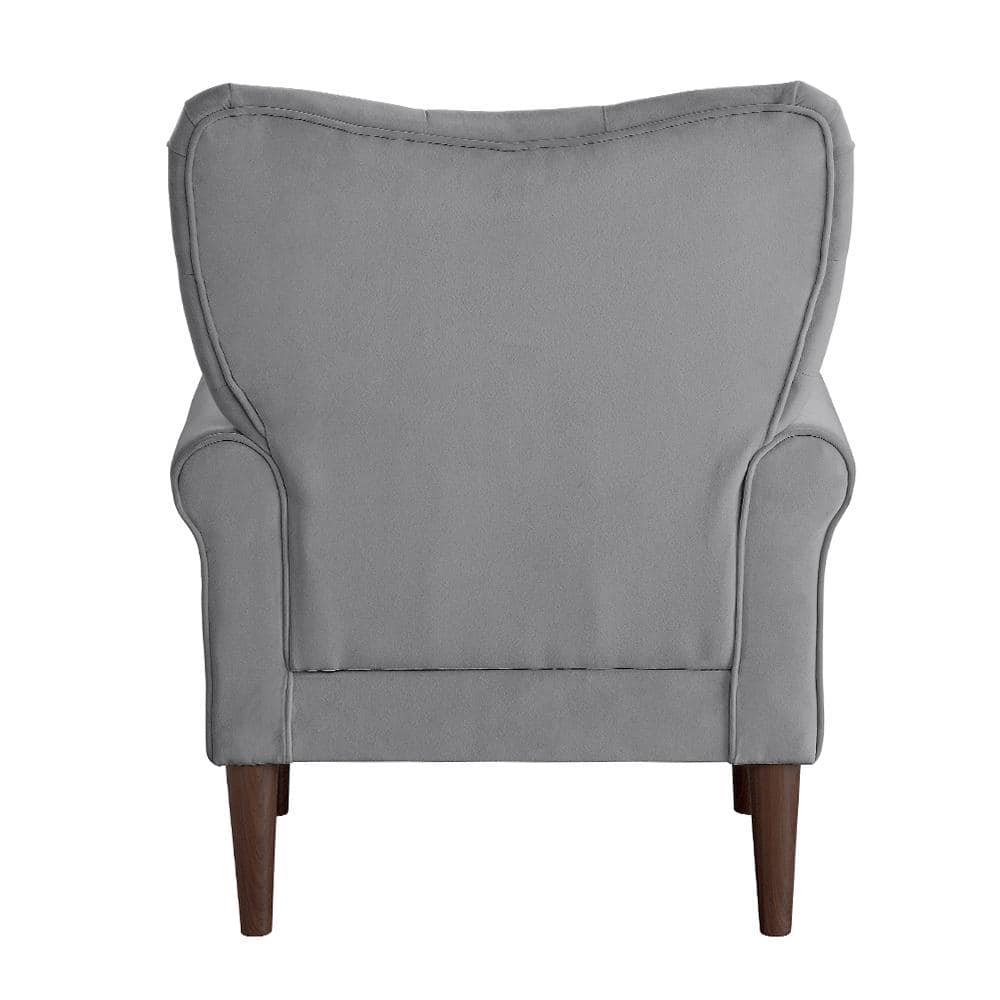 Elegant Dark Gray Velvet Round Arm Accent Chair