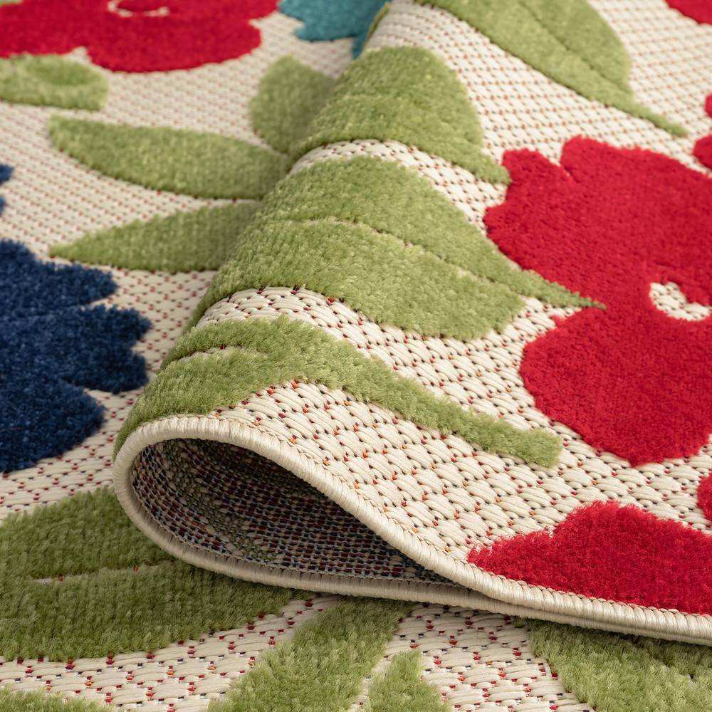 Oasis Hibiscus Bright Multi-Color 9' x 12' Flat Woven Area Rug