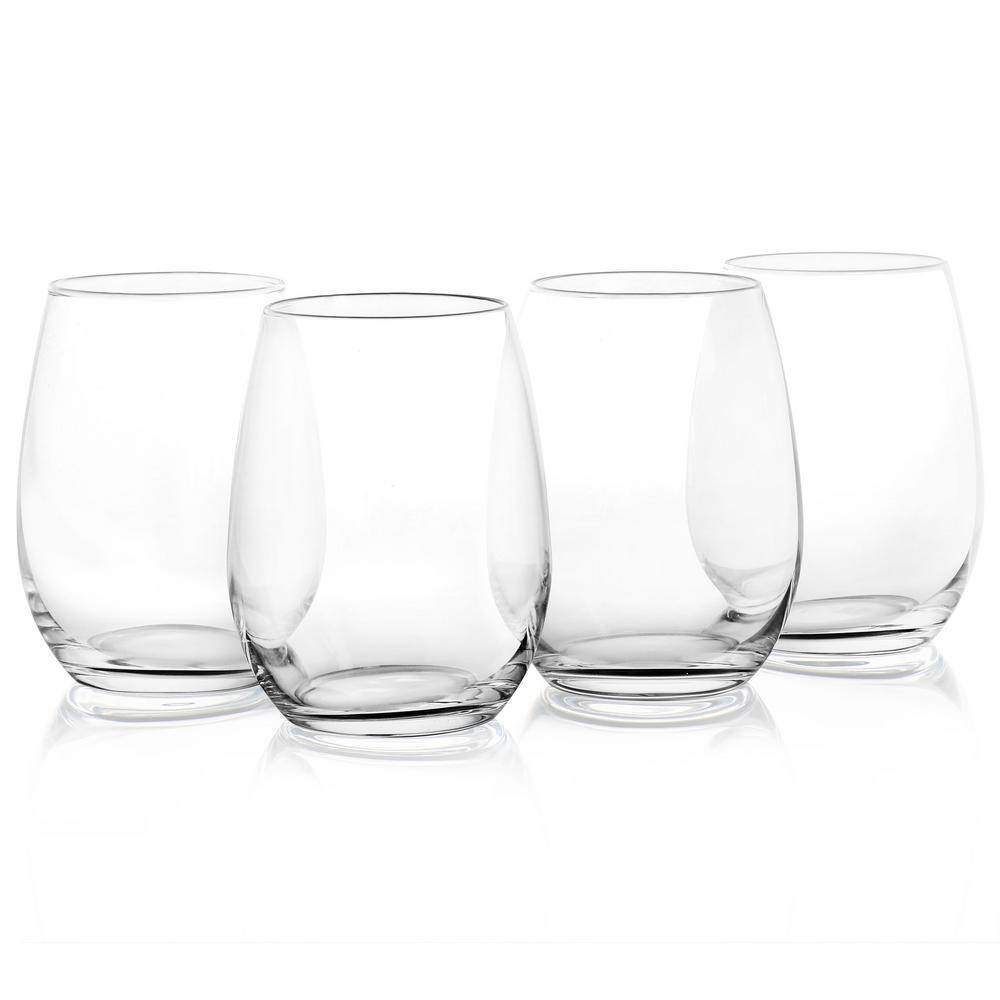 Classic Clear Glass 19oz Stemless Wine Glass Set, 4-Piece