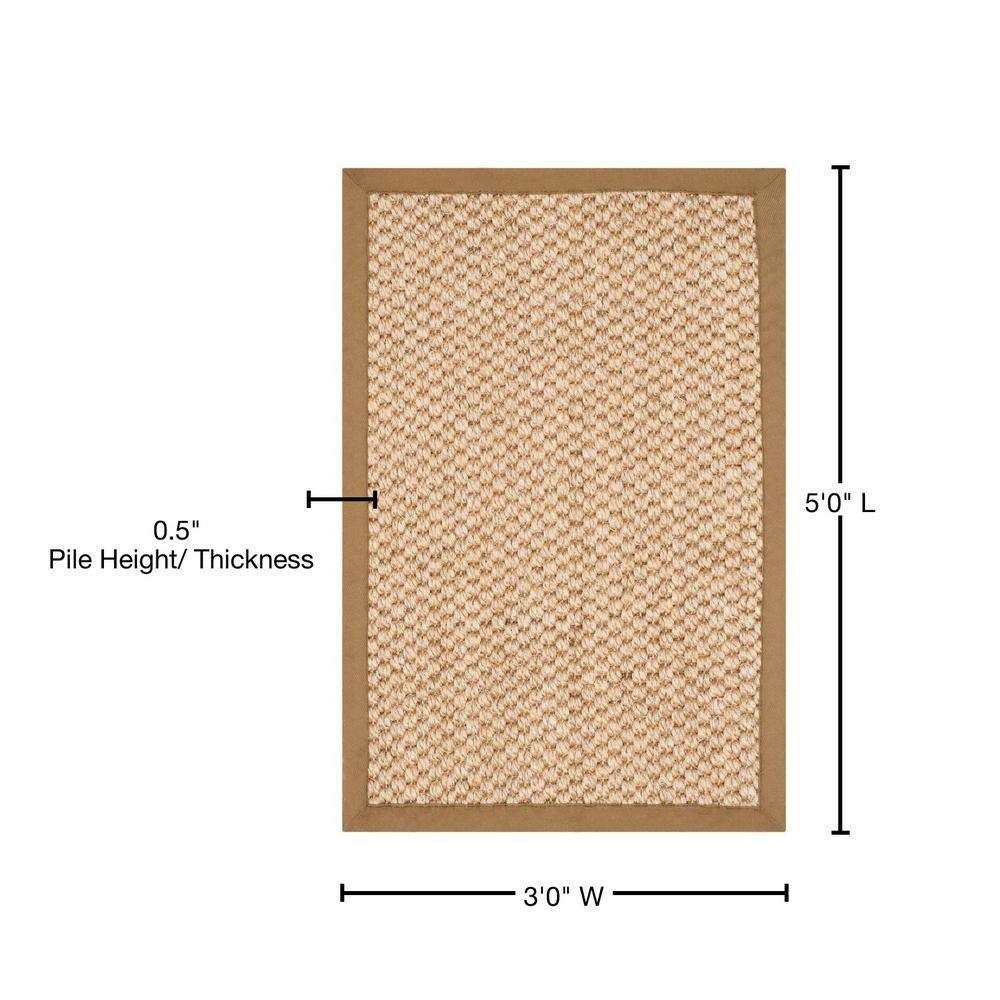 Natural Sisal 3' x 5' Hand-Knotted Area Rug