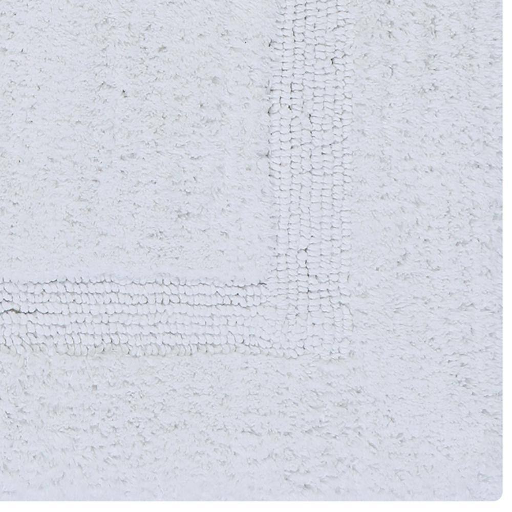 White Cotton Reversible Bath Mat Rug Set