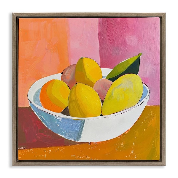 Bold Kitchen Citrus Fruits by Walker Noble Brown Floater Frame Food Graphic Art Print 18 in. x 18 in.
