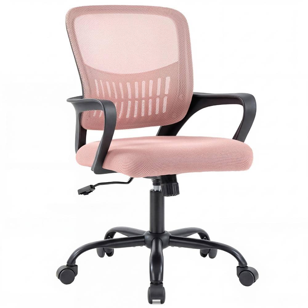 Ergonomic Mid-Back Mesh Rocking Mode Home Office Computer Task Chair in Pink with Fixed Armrest price history on PriceWatchPro