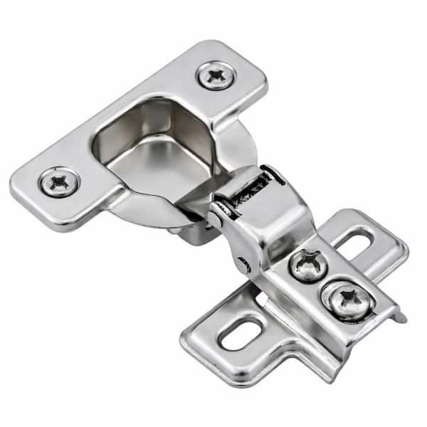 Half Overlay Self-Closing Concealed No Radius Cabinet Hinge in Polished Chrome - (Set of 24)