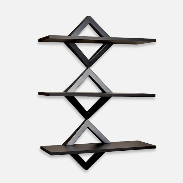 DANYA B Contempo Diamonds 27.5 in. W x 40 in. H Black Three Level Shelving System