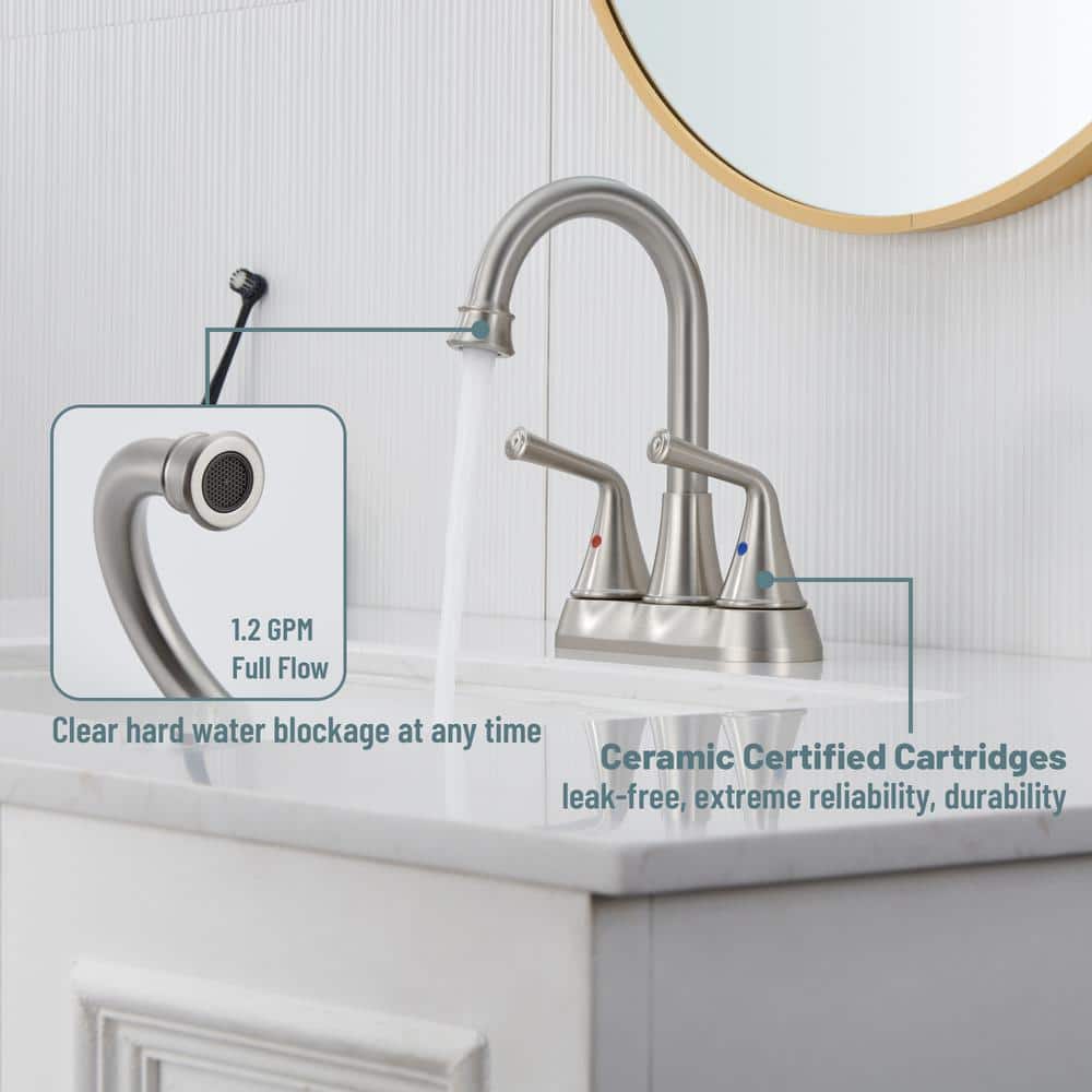 Brushed Nickel Dual Handle Bathroom Sink Faucet with Drain Kit