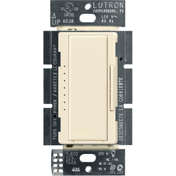 Lutron Maestro LED+ Dimmer Switch for Dimmable LED Bulbs, 150W/Single-Pole or Multi-Location, Almond (MACL-153M-AL)