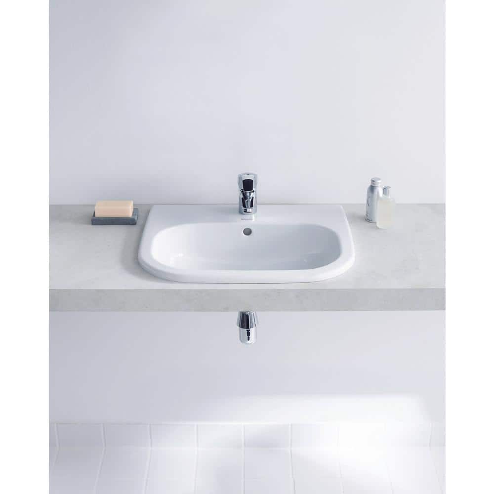 White Ceramic Rectangular Drop-In Bathroom Sink