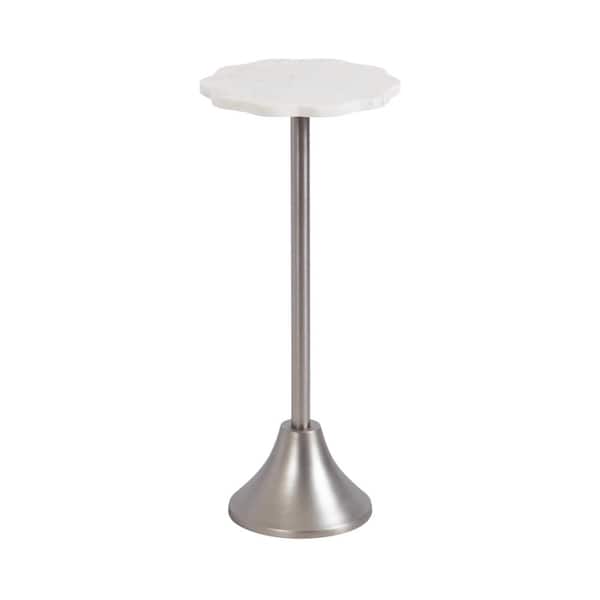 Sanzo 10 in. Silver Scalloped Marble End Table