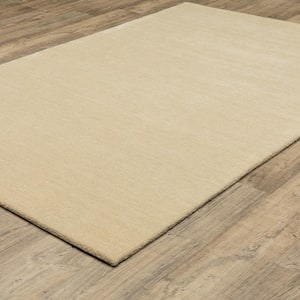 Allaire Beige 2 ft. x 8 ft. Hand-Tufted Solid Heathered 100% Wool Indoor Runner Area Rug