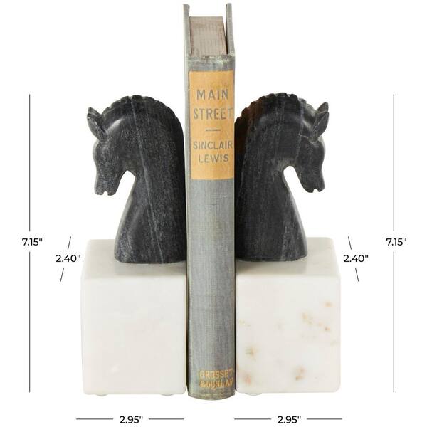 Black Stallion On White Marble Bookends Black Stallion On White Marble Bookends