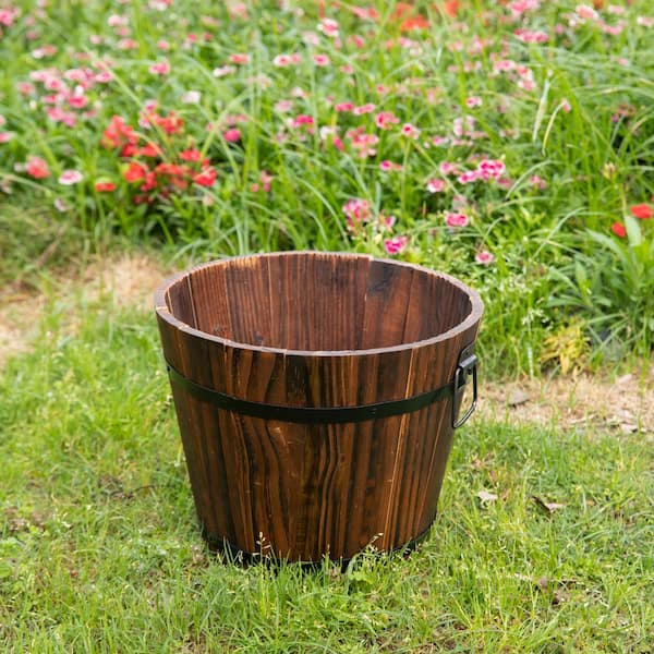 Wooden Barrel Planters Home Depot Gardenised Rustic Wooden Whiskey