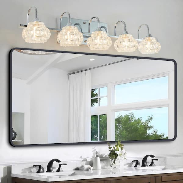 29 in. W 5-Light Vanity Lighting Fixture for Bathroom, Over Vanity Mirror, Brushed Nickel, G9 Base, No Bulbs Included