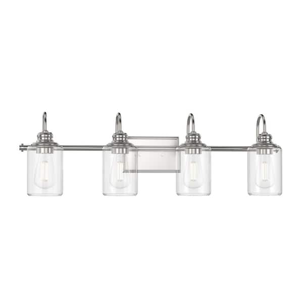 Aiken 4-Light Brushed Nickel Clear Glass Vintage Wall Light