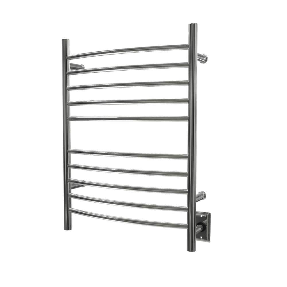Polished Stainless Steel Curved 10-Bar Wall Mounted Towel Warmer