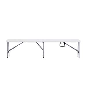 Resin Folding Soccer Bench, Foldable Garden Bench, Weatherproof White Bench, 6-Seat Narrow Folding Table 1.4 ft., White