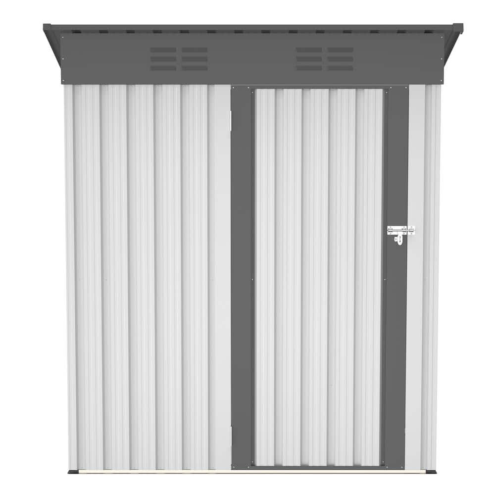 64 in. W x 71 in. D Outdoor Galvanized Metal Garden Shed with Lockable Door