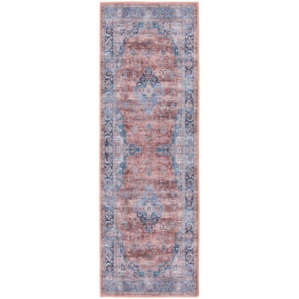 Nourison Machine Washable Brilliance Blue/Multi 2 ft. x 6 ft. Center Medallion Traditional Kitchen Runner Area Rug