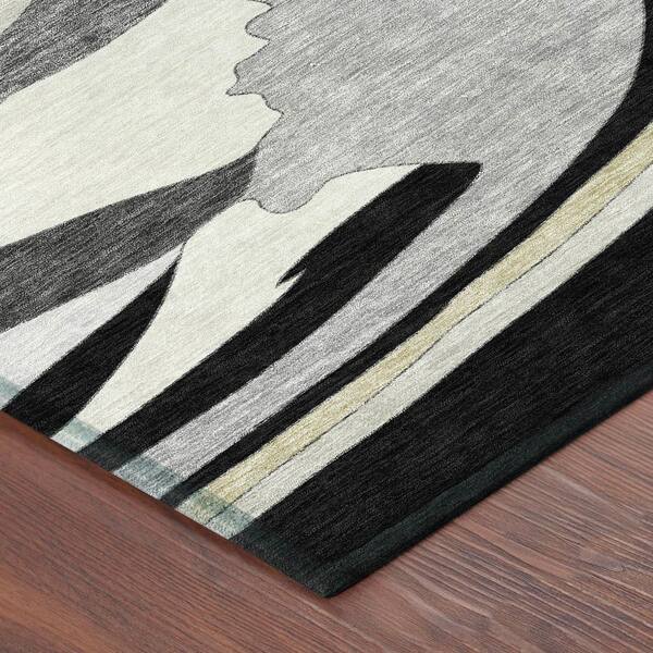 Chantille Machine Washable Indoor/Outdoor Abstract ACN2777 Black 2 ft. x 3 ft. Accent Rug