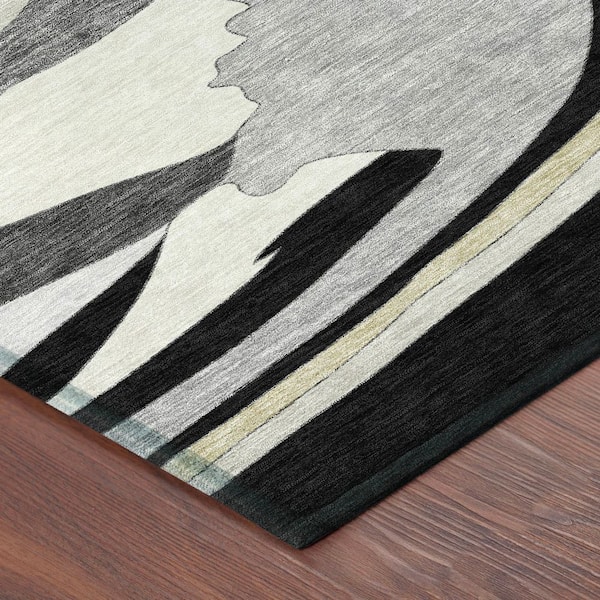 Chantille Machine Washable Indoor/Outdoor Abstract ACN2777 Black 5 ft. x 7 ft. 6 in. Area Rug