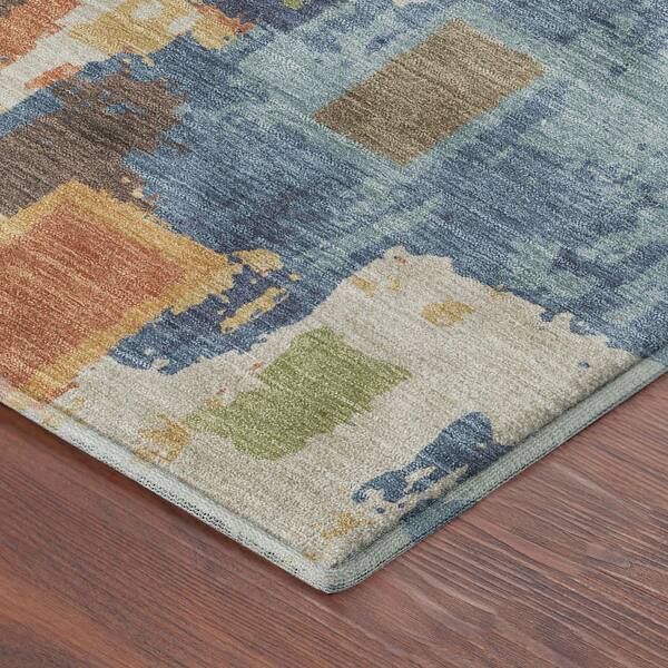 Mayfield Premium Machine Washable Abstract AMF2246 Denim 2 ft. x 3 ft. Accent Rug