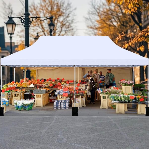 10 ft. x 20 ft. White Pop-up Canopy Sun Protection Tent with Carrying Bag