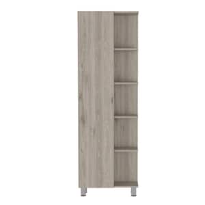20.16 in. W x 8.46 in. D x 62.2 in. H Light Gray Linen Cabinet Storage Cabinet with 9 Shelves and Single Door